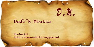 Deák Mietta névjegykártya